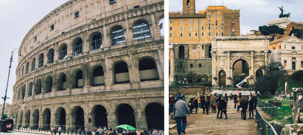 The Colosseum and the Forum in Rome during a two week trip in Italy