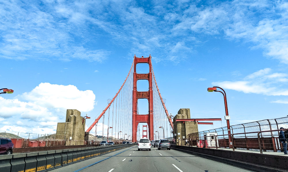 Driving across the Golden Gate Bridge