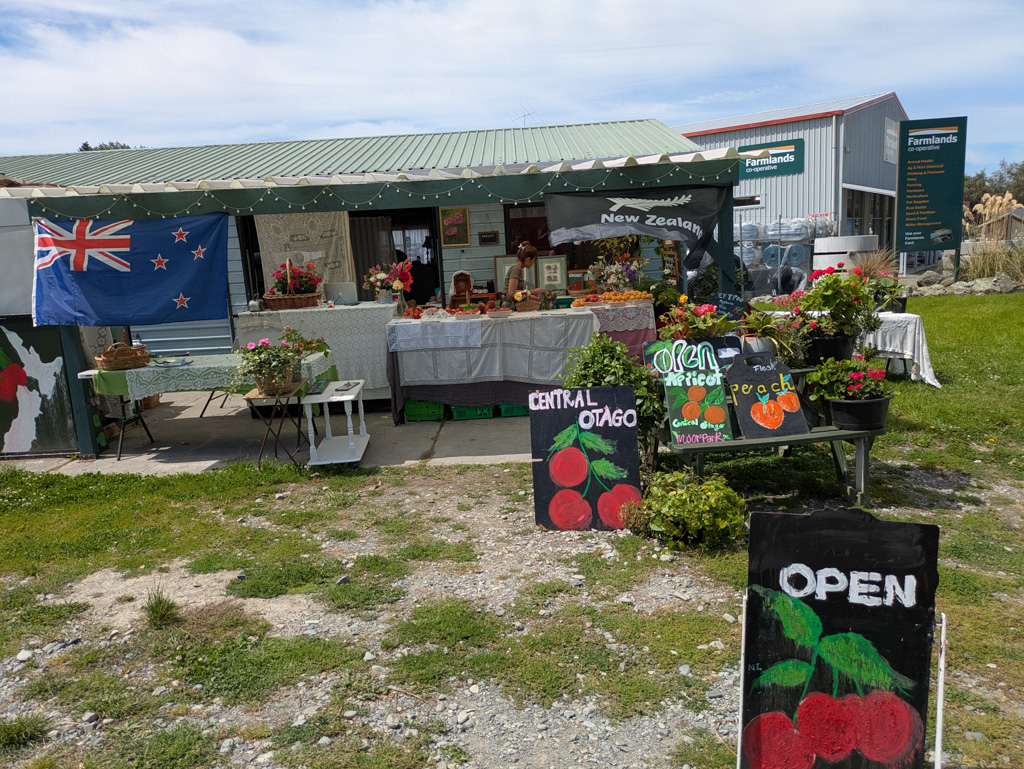 A fruit stand in Fairlie, New Zealand