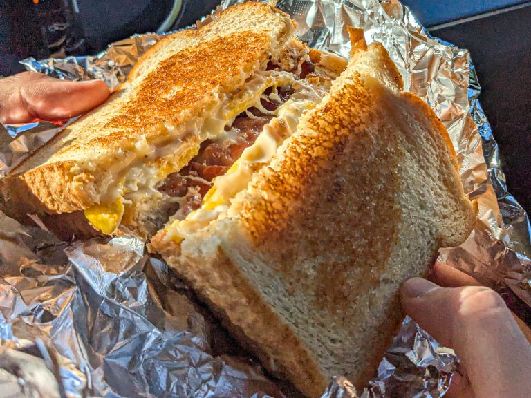 A breakfast sandwich from Tobey's Donuts near Watkins Glen