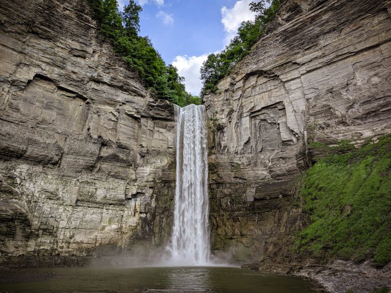 Taughannock Falls, a 200-foot waterfall seen from the Gorge Trail